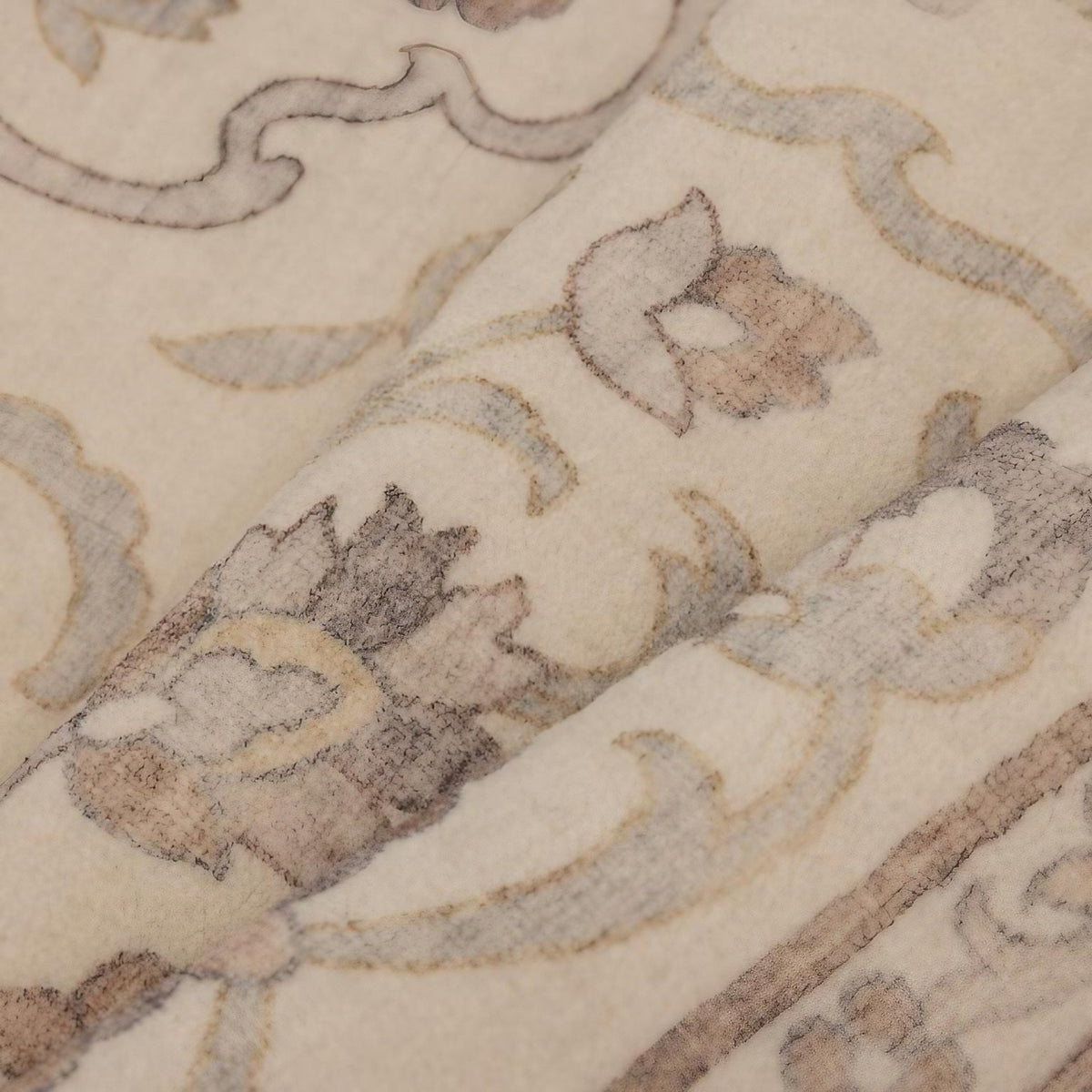Tapis Moissac, coloris beige et terracotta, la matière de près
