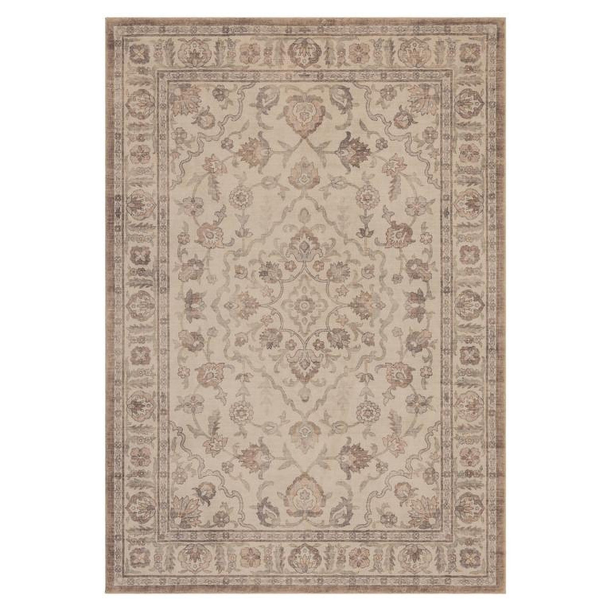Tapis Moissac, coloris beige et terracotta, vue de dessus
